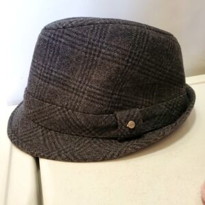 All American Stetson ● Men's Wool Blend Gray Plaid Fedora Hat ●  Small-Medium